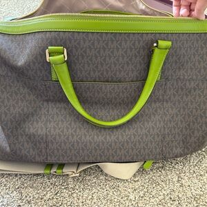 Michael Kors Green and Brown duffle bag